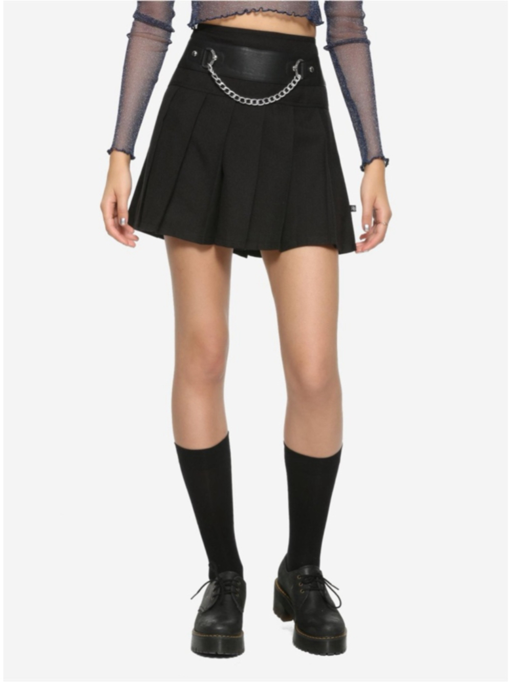 Royal Bones By Tripp Chain belt Pleated Black Skirt size XL
